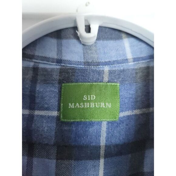 Sid Mashburn Men Blue Plaid 100% Cotton Button Down Sports Shirt size XL - Picture 5 of 12